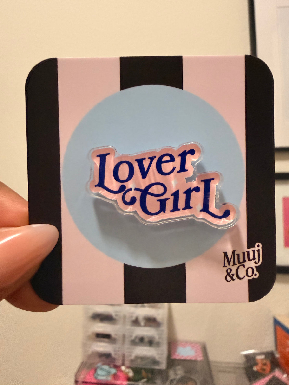 Lover girl Text Acrylic Pin