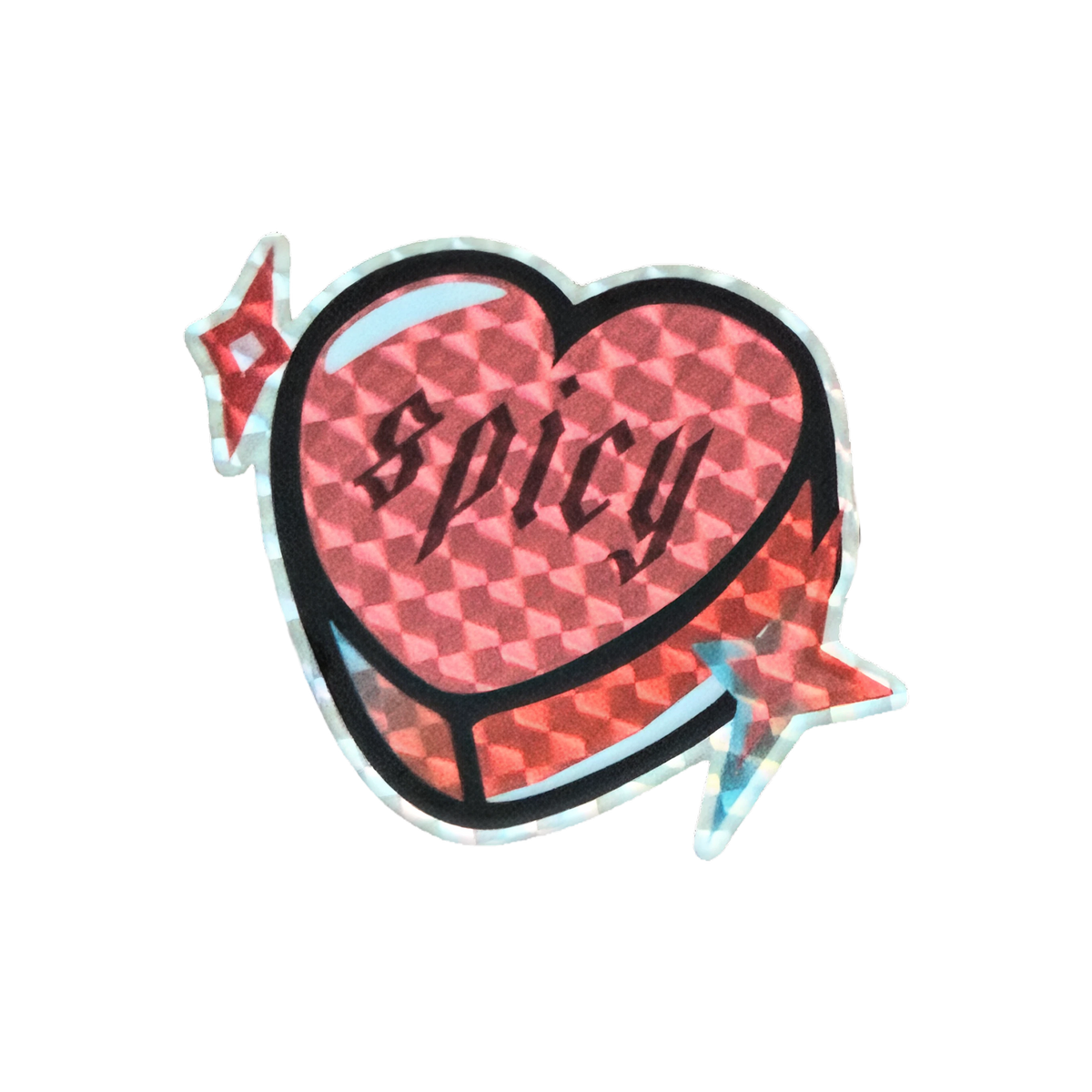 Spicy Candy Heart Holographic Sticker, 3 x 3 in