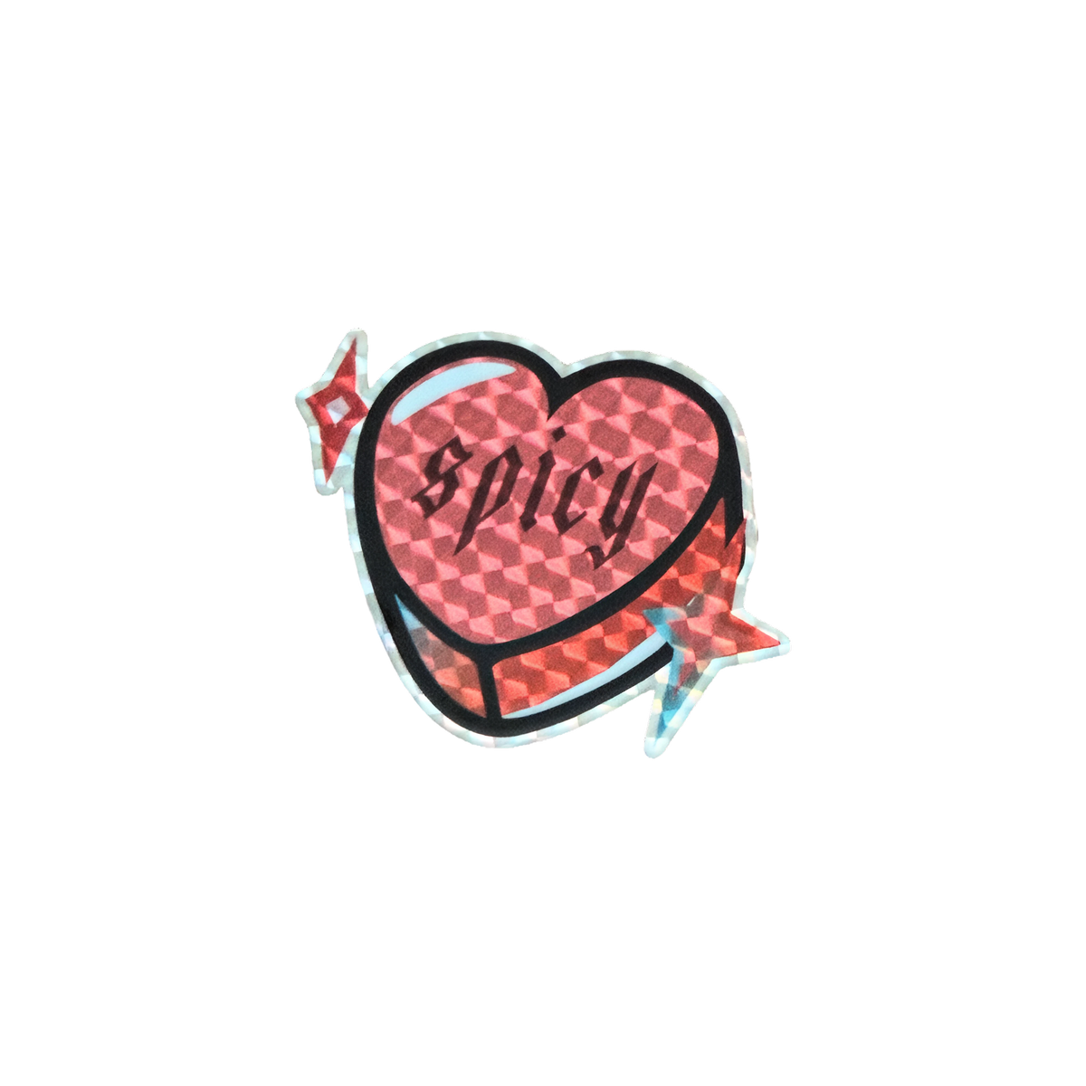 Spicy Candy Heart Holographic Sticker, 3 x 3 in